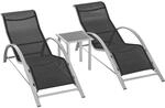 Outsunny Gartenliege-Set mit Tisch und 2 Sonnenliegen Schwarz Silber
