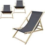 ECD Germany Liegestuhl 3Er Set Klappbar Anthrazit aus Holz