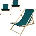 ECD Germany Liegestuhl 3Er Set Klappbar Petrol aus Holz