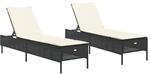 vidaXL Sonnenliegen mit Auflagen 2 Stk Schwarz Poly Rattan 3261587
