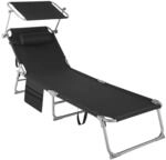 Tectake Sonnenliege Chlo&eacute; Klappbar Stufenlos Verstellbares Sonnendach 161 x 68 x