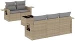 vidaXL 6-tlg Garten-Sofagarnitur mit Kissen Beige Poly Rattan Modell 283