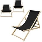 ECD Germany Liegestuhl 3Er Set Klappbar Schwarz aus Holz