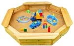 Coemo 6 Eckiger Sandkasten Sally aus Holz Inklusive Bodenplane 135x135x20 cm