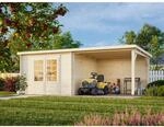 Palmako Gartenhaus Ella 590 x 300 cm Seitendach 8,2 m&sup2; Grau-Wei&szlig; FSC&reg;