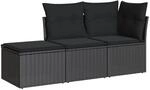 vidaXL 3-tlg Garten-Sofagarnitur mit Kissen Schwarz Poly Rattan Modell 5