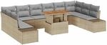 vidaXL Garten-Sofa-Set mit Kissen 11-Tlg Beige und Grau 3350014