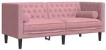 vidaXL Chesterfield-Sofa mit Nackenrollen 2-Sitzer Rosa Samt 372686