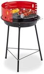 Relaxdays Holzkohlegrill Stahl Schwarz H&ouml;henverstellbar 53 cm x 37 cm 1,2 kg
