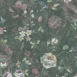 Bricoflor Tapete im Landhausstil Vintage Vlies Blumentapete Dunkelgr&uuml;n Bunt Ideal