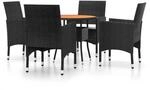 vidaXL 5-tlg Garten-Essgruppe Poly Rattan Schwarz Modell 24