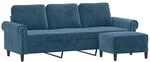 vidaXL 3-Sitzer-Sofa mit Hocker Blau 180 cm Samt 3201224