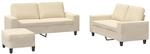 vidaXL 3-Tlg Sofagarnitur Creme Stoff 3201892