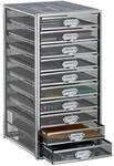 Relaxdays Schubladenbox A4 Stahl Silber mit 10 F&auml;chern 55 x 27,5 x 35,5 cm