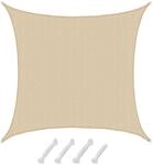 AMANKA HDPE Sonnensegel Wasserdurchl&auml;ssig - 7 x 7 m Viereckig Beige