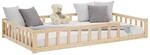 Homestyle4u Kinderbett Natur mit Rausfallschutz 120x200 cm Bodenbett Lattenrost 2839