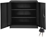 Tectake Aktenschrank Aus Pulverbeschichtetem Stahl Mit 2 Fl&uuml;gelt&uuml;ren 90 x 40 x 90