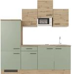 Flex-Well Exclusiv K&uuml;che 1602-002 Cara 210 cm Schilfgr&uuml;n matt - Artisan Eiche