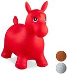 Relaxdays H&uuml;pftier Pferd Kunststoff Rot BPA-frei 48 cm x 26 cm x 58 cm 1,3 kg