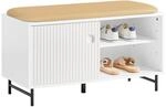 SoBuy Schuhbank mit Sitzfl&auml;che und Schiebet&uuml;ren MDF Bambus Wei&szlig; FSR116-W