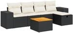 vidaXL 6-Tlg Garten-Sofagarnitur mit Kissen Schwarz Poly Rattan 3325864