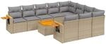 vidaXL 11-Tlg Garten-Sofagarnitur mit Kissen Beige Poly Rattan 3227186