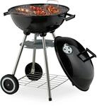Relaxdays Kugelgrill Stahl Edelstahl Schwarz Fahrbar Mit Deckel 77 cm x 44 cm x 51 cm