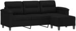 vidaXL 3-Sitzer-Sofa mit Hocker Schwarz 180 cm Mikrofasergewebe 3201234