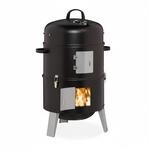 Relaxdays Smoker R&auml;uchertonne Schwarz mit Thermometer 80 cm x 52 cm x 40 cm