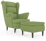 vidaXL Ohrensessel mit Hocker Hellgr&uuml;n Samt 3115934
