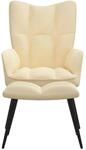 vidaXL Relaxsessel mit Hocker CremeWei&szlig; Samt Modell 5