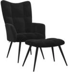 vidaXL Relaxsessel mit Hocker Schwarz Samt Modell 5