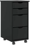 vidaXL Rollschrank mit Schubladen MOSS Schwarz Massivholz Kiefer 4015792