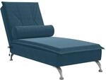 vidaXL Massage-Chaiselongue mit Nackenrolle Blau Samt 379458
