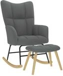 vidaXL Schaukelstuhl mit Fu&szlig;hocker Dunkelgrau Stoff 4016801