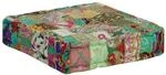 vidaXL Pouf Flickwerk Quadrat Baumwolle Handgefertigt 50?50?12 cm Gr?n