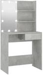 vidaXL Schminktisch mit LED Betongrau 74,5x40x141 cm