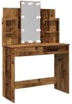 vidaXL Schminktisch mit LED-Leuchten Altholz-Optik 96x40x142 cm 857025