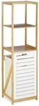 Relaxdays Badregal mit W&auml;schekorb Bambus Natur Wei&szlig; Feuchtigkeitsresistent 130 cm x