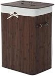 HOMCOM W&auml;schekorb mit Deckel Segeltuchsack Bambus 72L Dunkelbraun 40 x 30 x 60cm
