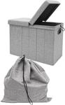 DuneDesign W&auml;schekorb 85 Liter mit Deckel & W&auml;schesack 62 x 31 cm