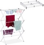 Relaxdays Standtrockner Edelstahl Wei&szlig; Klappbar Ausziehbar 105 cm x 73 cm x 37 cm