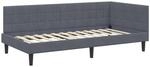 vidaXL Eckbettgestell mit Kopfteil Dunkelgrau 90 x 190 cm Stoff 42016419