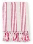 vidaXL ?berwurf Baumwolle Streifen 220 x 250 cm Rosa und Wei&szlig;