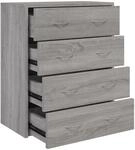 vidaXL Kommode mit 4 Schubladen 60x30,5x71 cm Grau Sonoma 342581