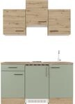 Flex-Well Exclusiv Singlek&uuml;che Cara 150 cm Schilfgr&uuml;n matt - Artisan Eiche