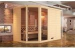 Weka Massivholzelementsauna Kemi Eck 2 Sparset 7,5 kW OS Glast&uuml;r/Fenster