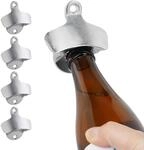 Relaxdays Wandflaschen&ouml;ffner 5er Set Metall Silber 7,5 cm x 6,5 cm x 3 cm 350 g