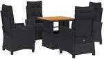 vidaXL 5-Tlg Garten-Essgruppe mit Kissen Schwarz Poly Rattan 3277388