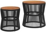 vidaXL Garten-Beistelltische 2 Stk mit Holzplatte Schwarz Poly Rattan 366291